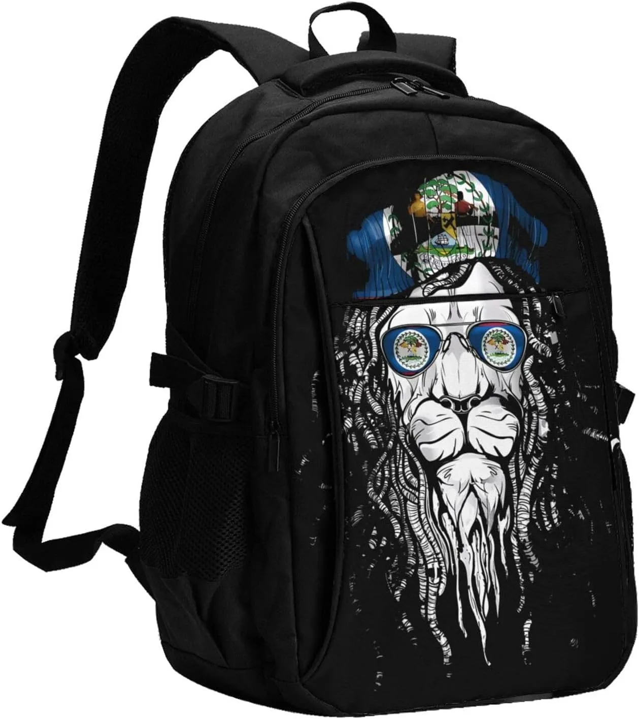 Belize Lion Flagl Travel Backpacks Casual Backpack Large Capacity Laptop Rucksack Luggage Daypacks with USB Charging Port Multi-Pockets Bags for Hiking