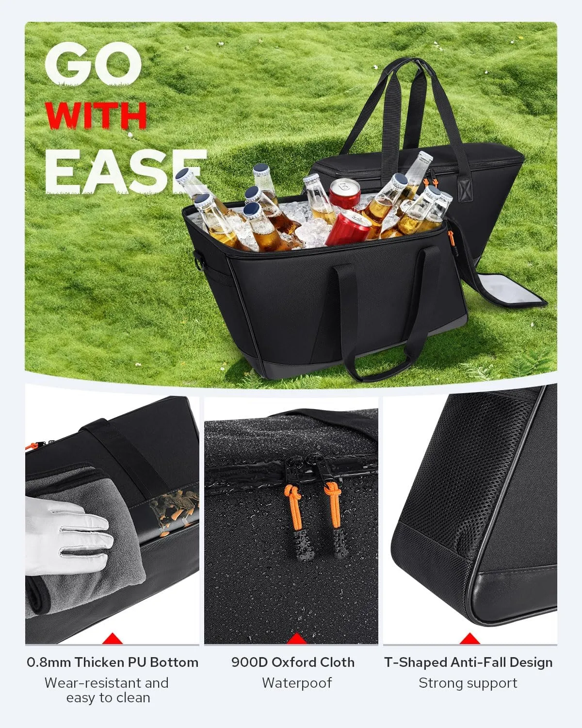 Benlari Saddlebag Liner Bag, Motorcycle Cooler Bag Combination, Dual Zone Leakproof PVC 900D Oxford Fit for Harley Davidson Touring Road Glide Street Glide Road King Electra Glide 1993-2024 (2 PACK)