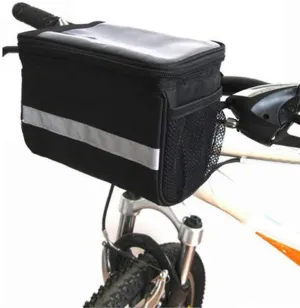 Bicycle Basket, MOOZO 3.5L Bike Handlebar Bag Cycling Basket Front Frame Tube Bag Pannier with Touchscreen Operation Transparent PVC Pouch & Silver Grey Reflective Stripe for Mountain MTB Road Bike