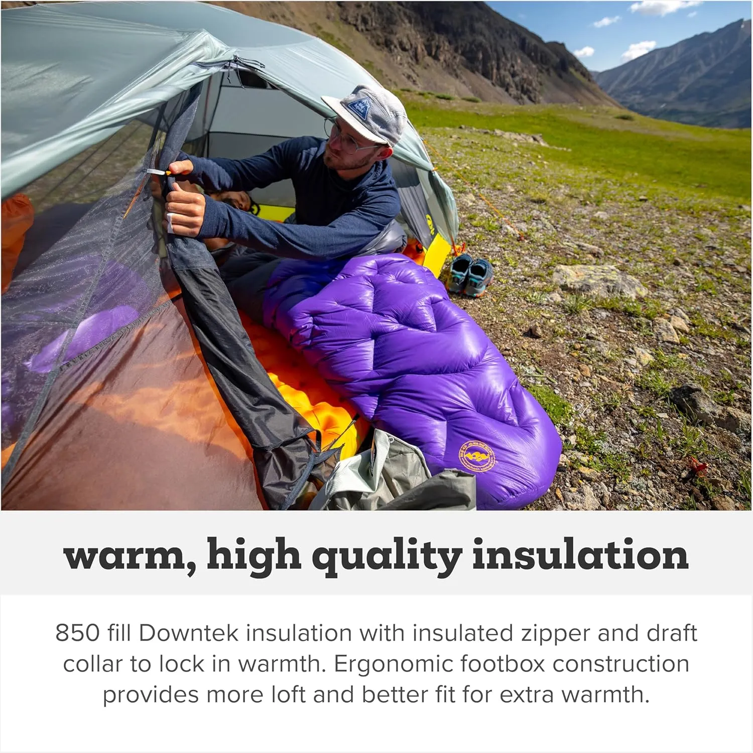 Big Agnes Fly Creek UL - 850 RDS DownTek Ultralight Sleeping Bag, Backpacking Gear, Compact Cold Weather Sleep Quilt