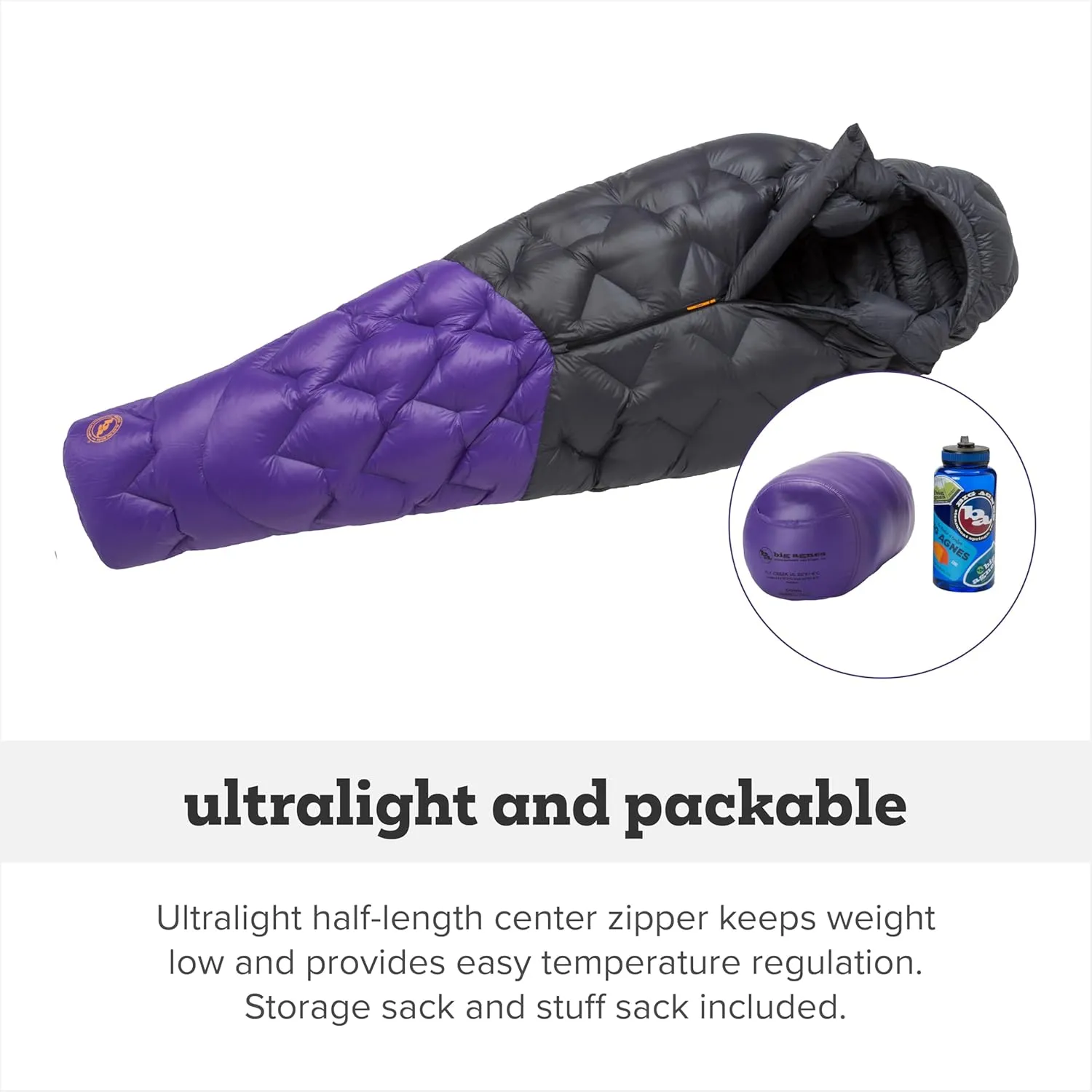 Big Agnes Fly Creek UL - 850 RDS DownTek Ultralight Sleeping Bag, Backpacking Gear, Compact Cold Weather Sleep Quilt