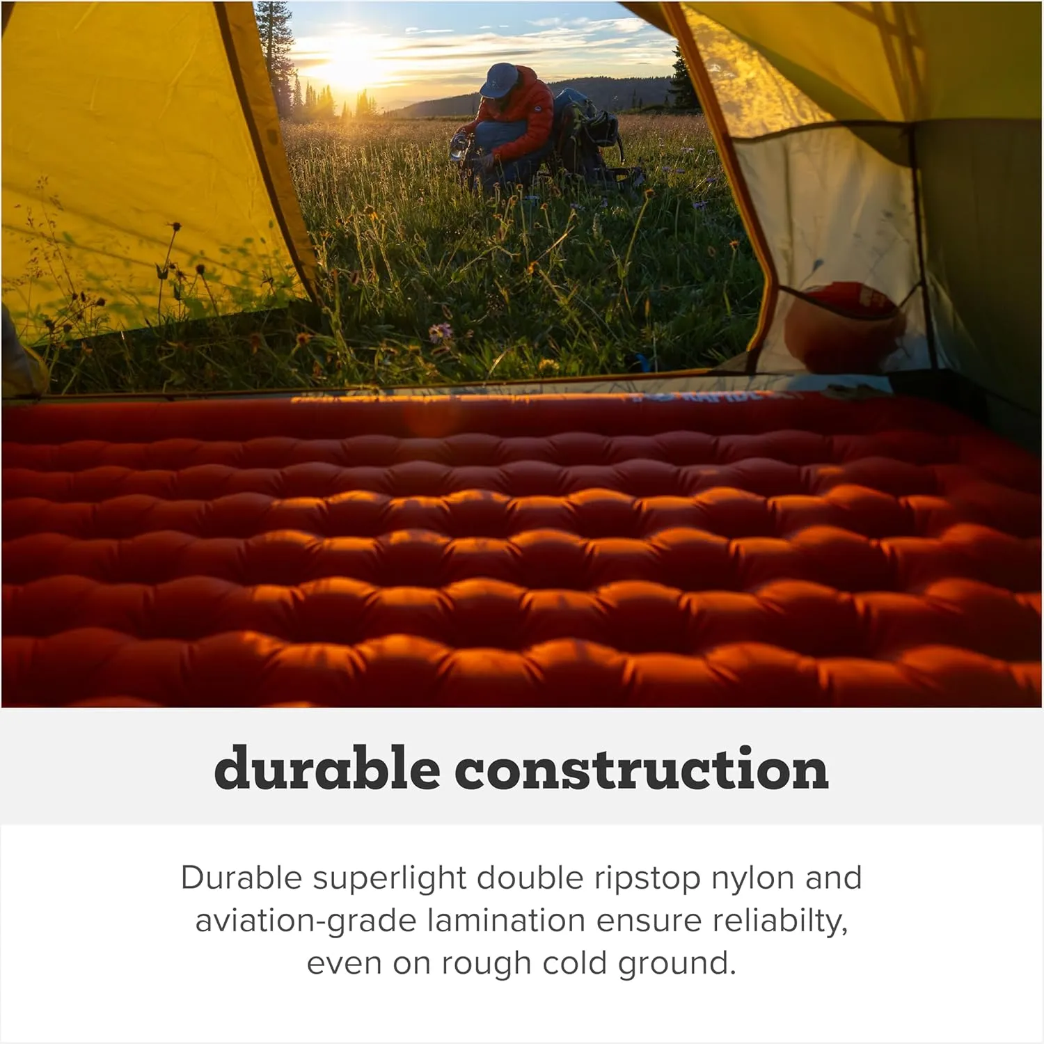 Big Agnes Rapide SL - Insulated Sleeping Pad, Ultralight, All Season Compact Backpacking and Hiking, Pumphouse Sack Included, Orange, 20x66 Petite
