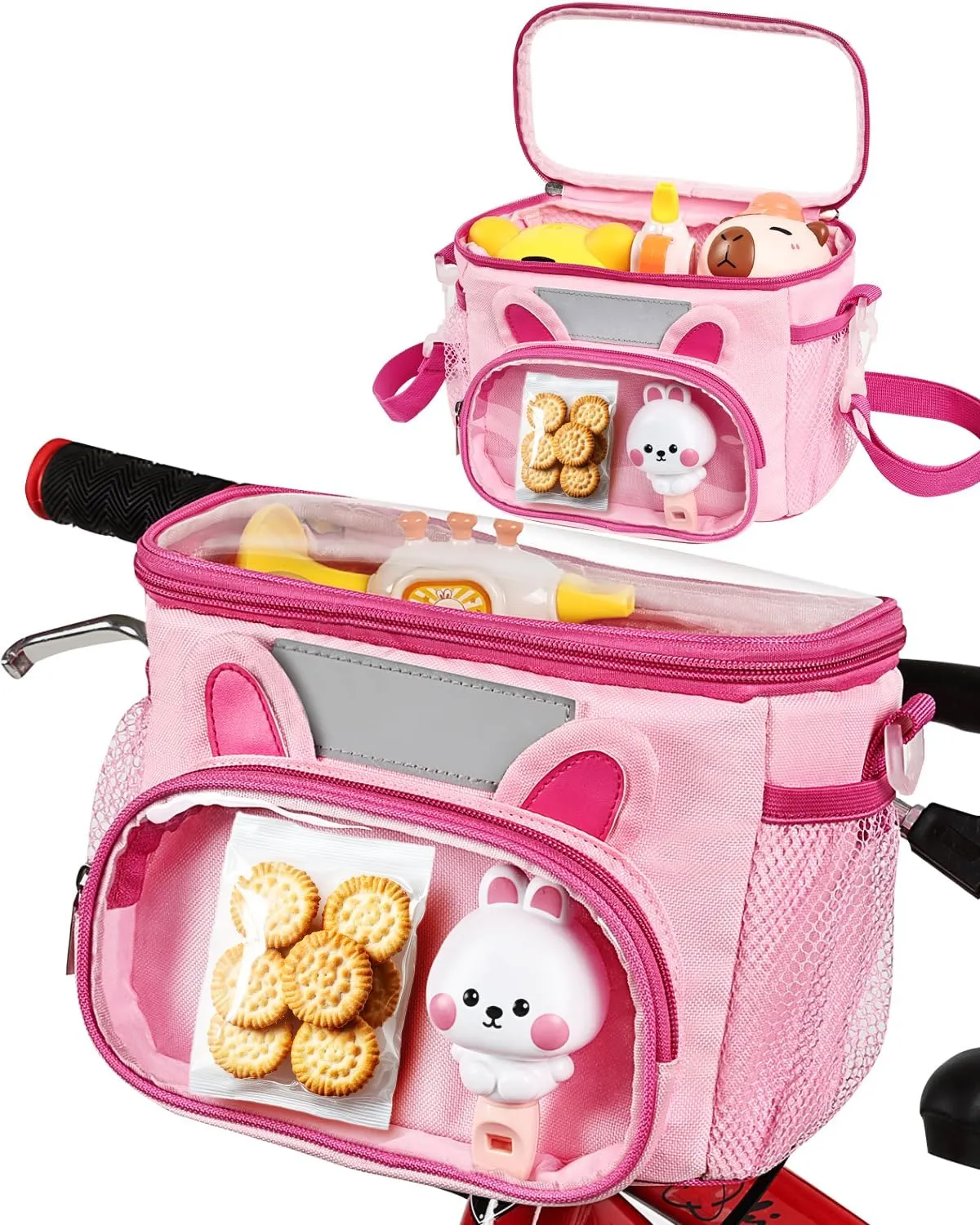 Bike Basket Front Handlebar Kids, Girls Bike Basket Bag with Shoulder Strap, Front Basket for Bikes Fit Most of Bike, Tricycle, Scooter Bag for Girls Outdoor Biking, Cycling