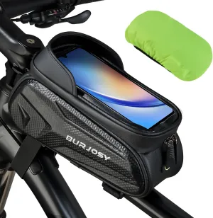 Bike Frame Bag, Waterproof Top Tube Bag with Sun-Visor, Bike Phone Holder with TPU Sensitive Touch Screen, Bicycle Handlebar Bag Bike Accessories with Rain Cover