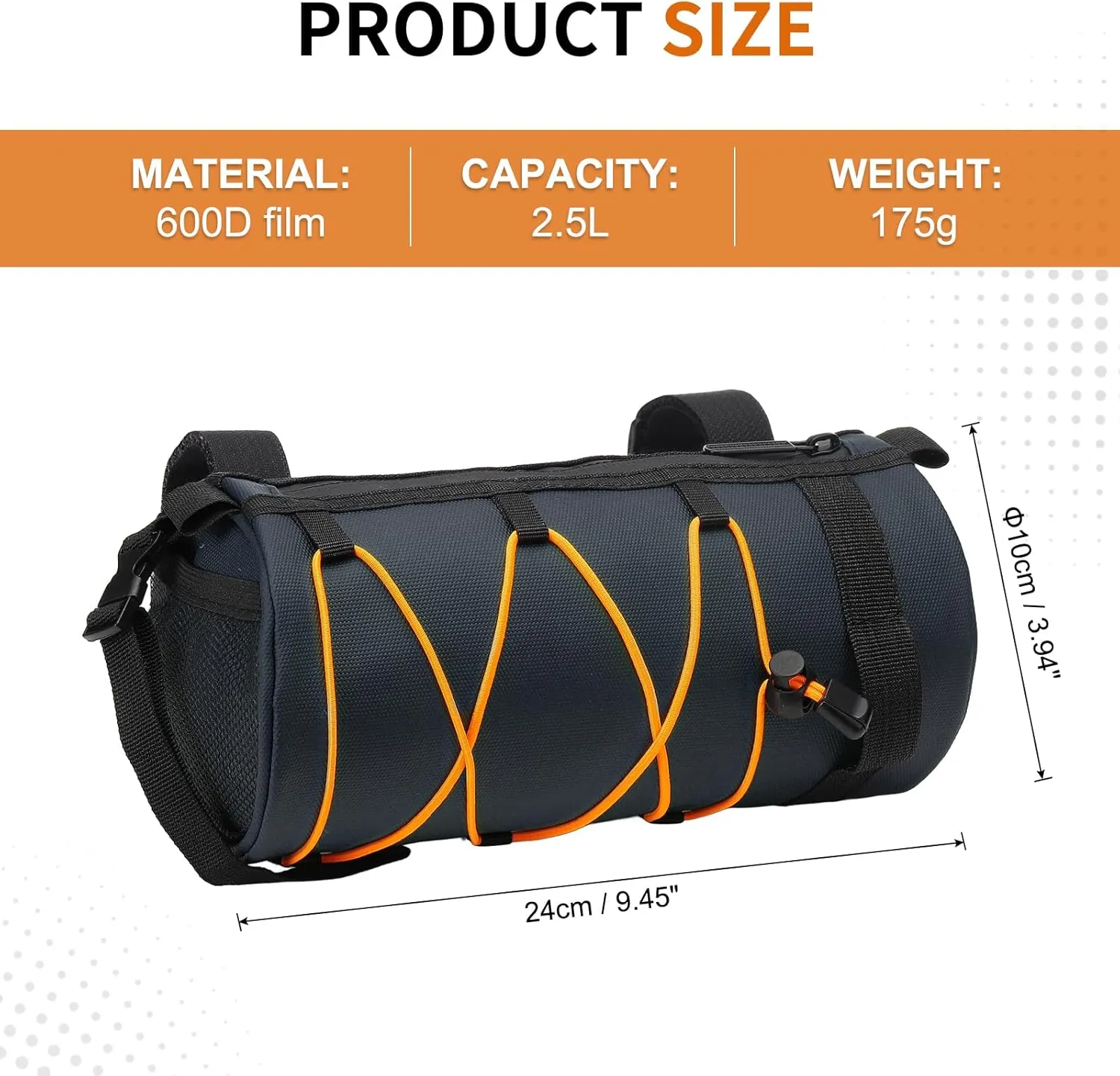 Bike Handlebar Bag, 2.5L Front Bicycle Storage Convertible Waterproof w/Shoulder Strap for Road Mountain Bikes Cycling, Dark Blue