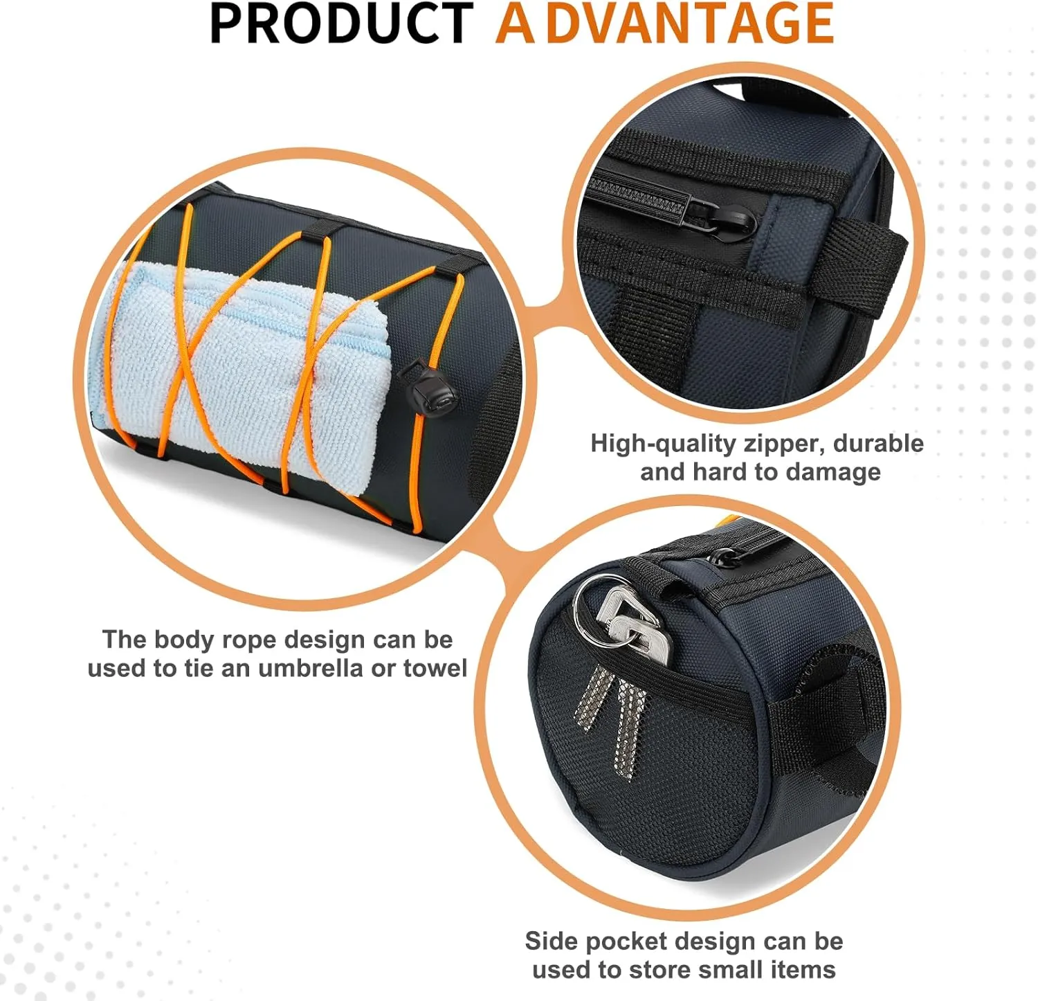 Bike Handlebar Bag, 2.5L Front Bicycle Storage Convertible Waterproof w/Shoulder Strap for Road Mountain Bikes Cycling, Dark Blue