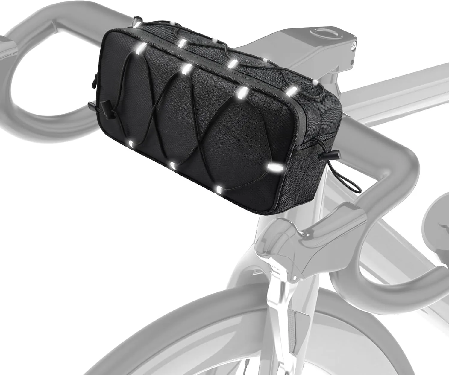 Bike Handlebar Bag, 4.3L Reflective Front Frame Roll Pouch, Mild Waterproof and Hardening of the Shell, Road Mountain Bicycle Professional Travel Accessories, Installable Cycling Seat Storage Bags