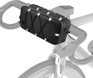 Bike Handlebar Bag, 4.3L Reflective Front Frame Roll Pouch, Mild Waterproof and Hardening of the Shell, Road Mountain Bicycle Professional Travel Accessories, Installable Cycling Seat Storage Bags