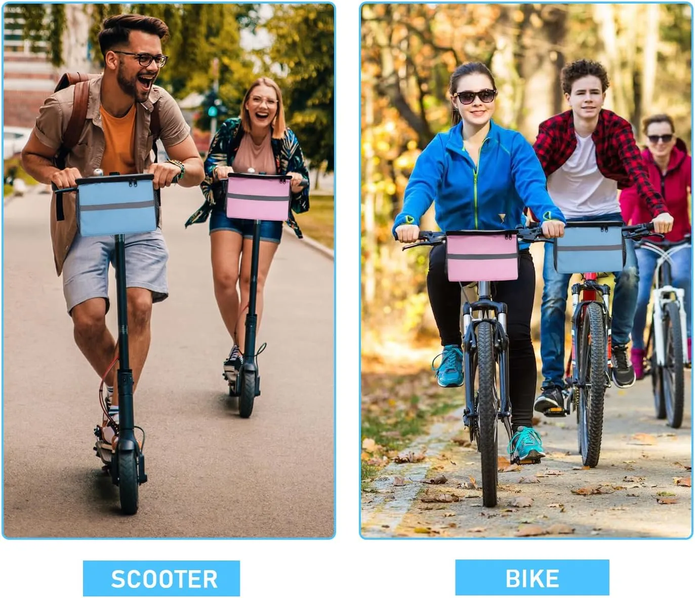 Bike Handlebar Bag, 7" Phone Holder, Water-Resistant Bike Basket, Front Storage Bag with Shoulder Strap and Rain Cover