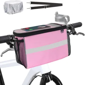 Bike Handlebar Bag, 7" Phone Holder, Water-Resistant Bike Basket, Front Storage Bag with Shoulder Strap and Rain Cover
