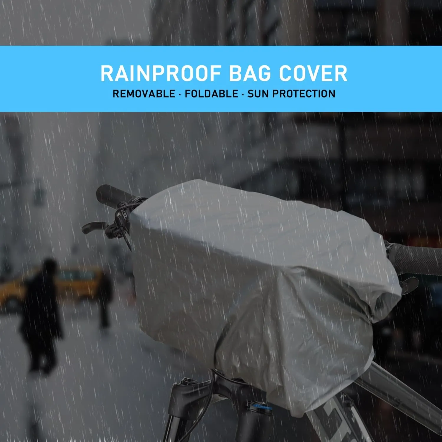 Bike Handlebar Bag, 7" Phone Holder, Water-Resistant Bike Basket, Front Storage Bag with Shoulder Strap and Rain Cover