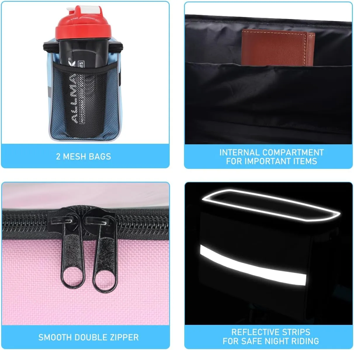 Bike Handlebar Bag, 7" Phone Holder, Water-Resistant Bike Basket, Front Storage Bag with Shoulder Strap and Rain Cover