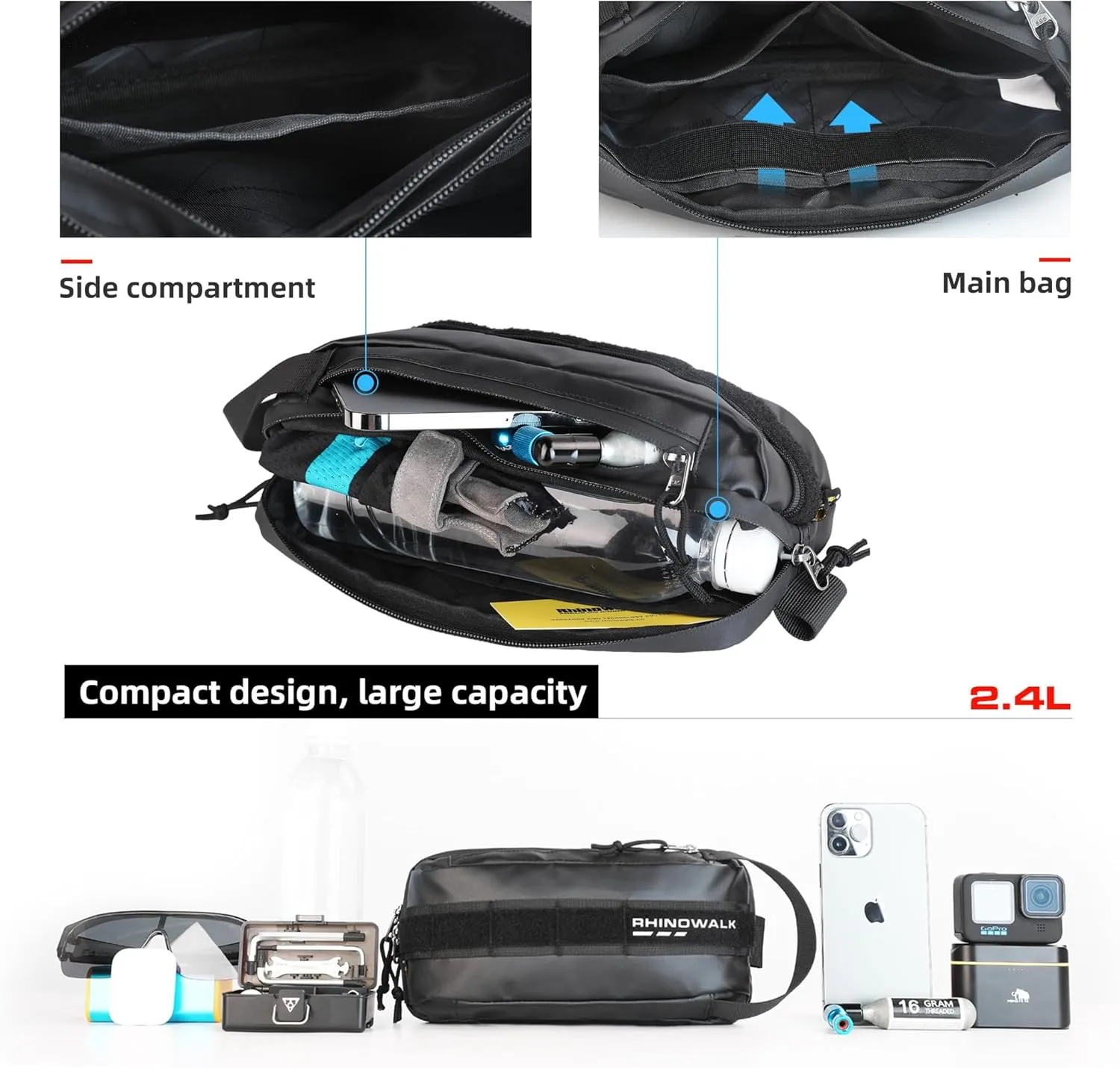 Bike Handlebar Bag Bicycle Front Bag Shoulder Bag Storage Bag with Shoulder Strap for Road Mountain Bike Cycling Travel