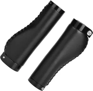 Bike Handlebar Grips, 1 Pair PU Leather Cycling Lockable Handle Grips Bike Grips Groove Grip Design for Mountain Bike, Folding Bike