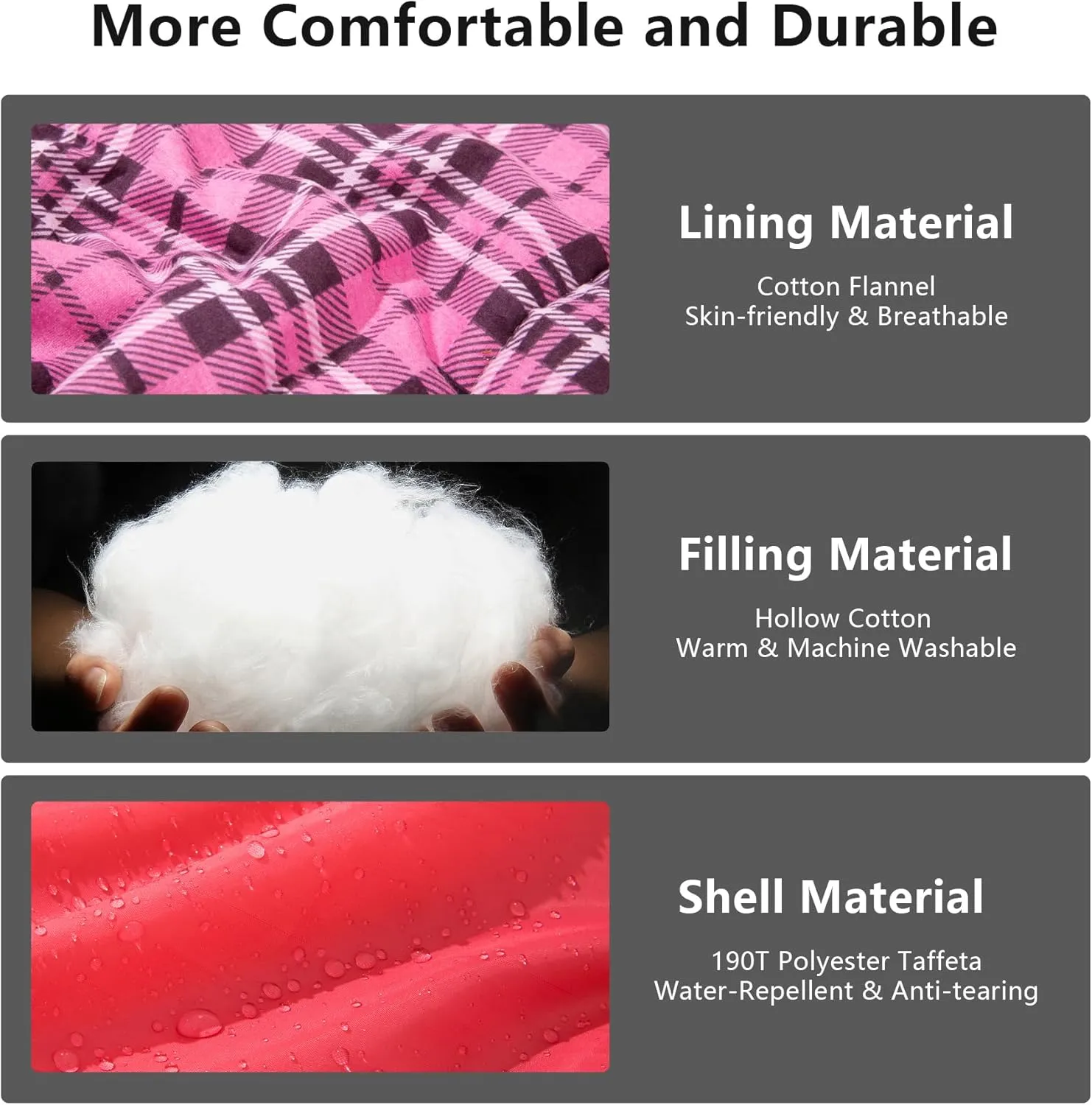 BISINNA Cotton Flannel Sleeping Bag for Adults Camping Sleeping Bag 3 Season Envelope Slepings with 2.2/3.3lbs Filling for Hiking Backpacking
