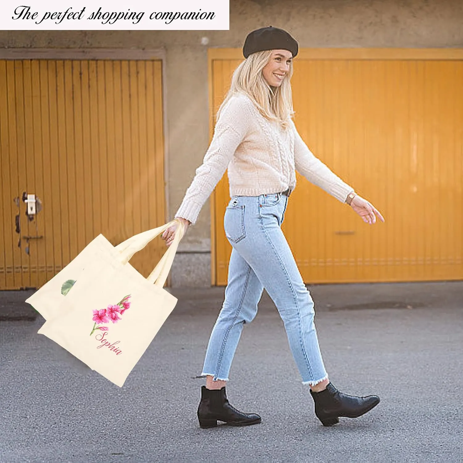 BJZLWJ Personalized Canvas Bags for Women, Custom Present Bag w/Name Text, Suitable for Wedding, Birthday, Beach, Holiday