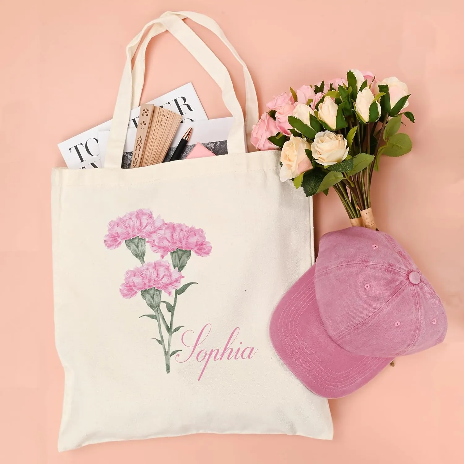 BJZLWJ Personalized Canvas Bags for Women, Custom Present Bag w/Name Text, Suitable for Wedding, Birthday, Beach, Holiday