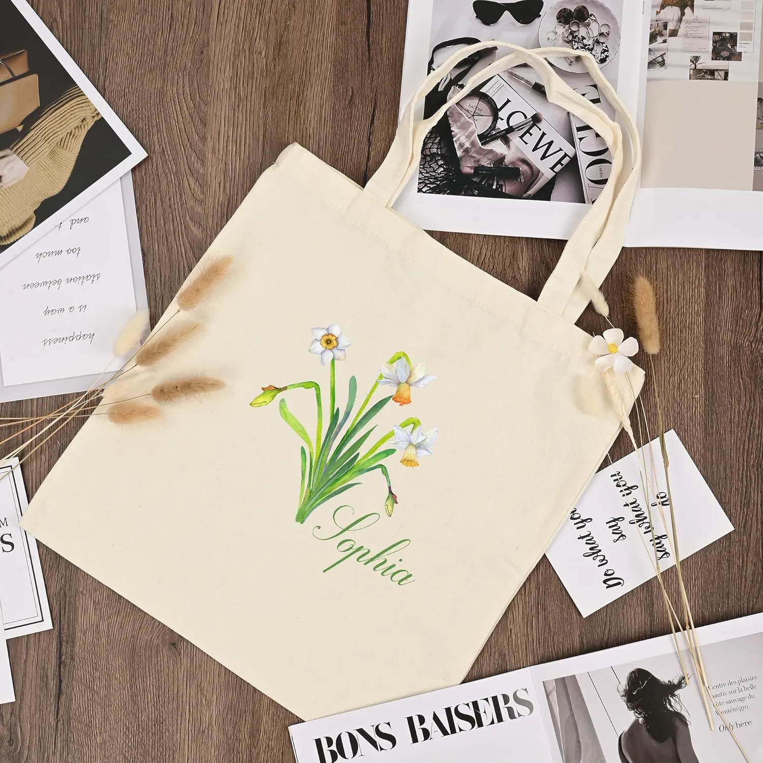 BJZLWJ Personalized Canvas Bags for Women, Custom Present Bag w/Name Text, Suitable for Wedding, Birthday, Beach, Holiday