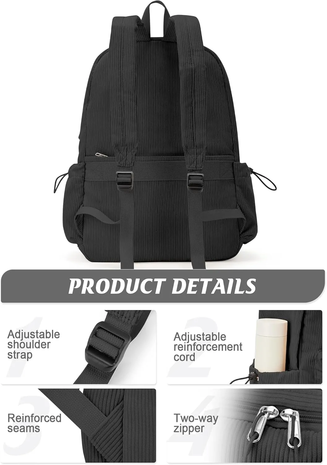Black Classic Backpack For School Girls Boys Backpack with USB Charging Port College Back pack Lightweight Casual Daypacks Cute High School Bookbag for Students