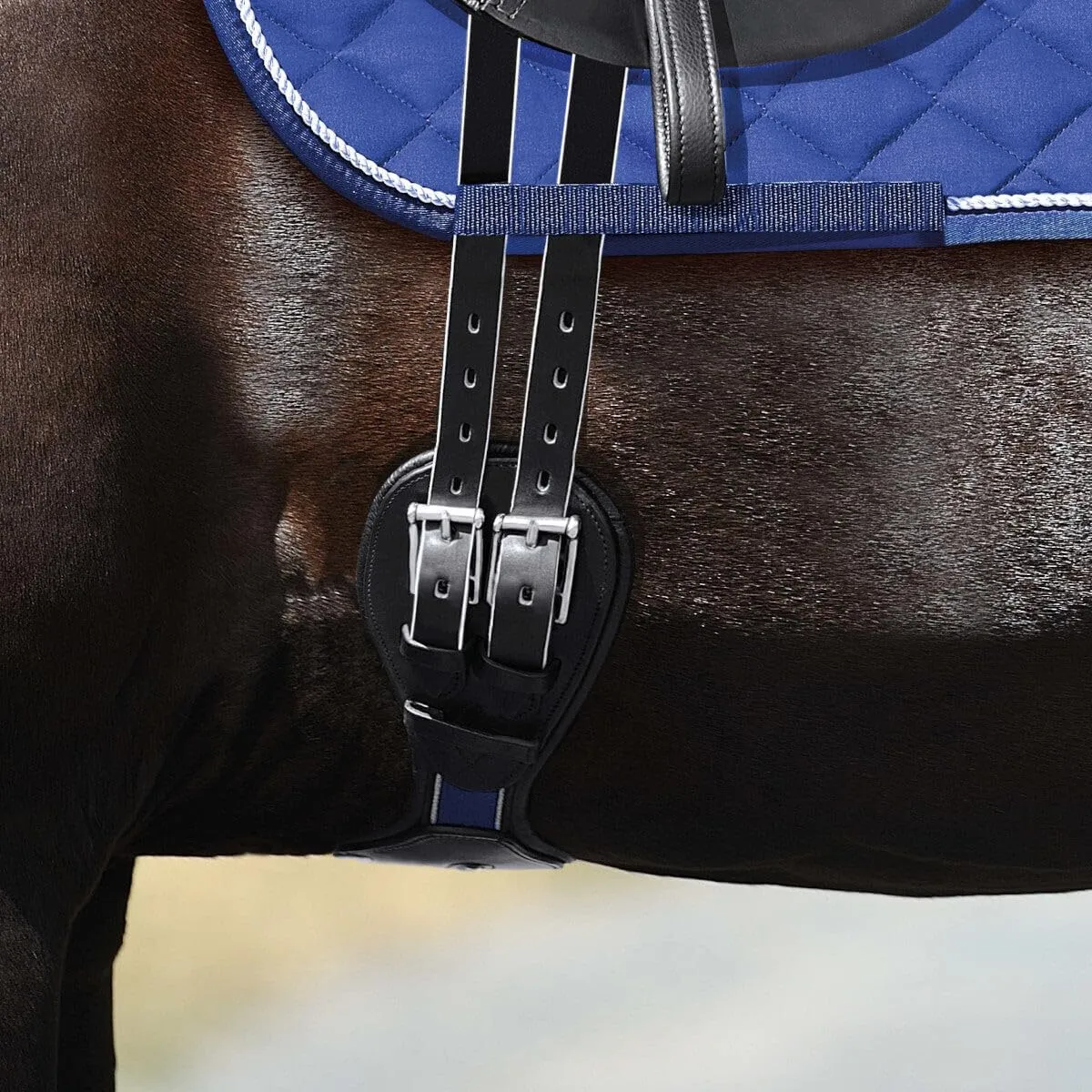 Blue Leather Dressage Girth Wave