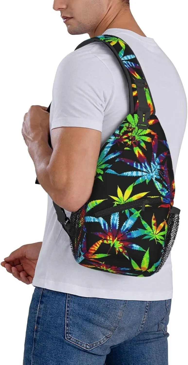 Blue Tie Dye Crossbody Bags Men Cross Chest Bag Women Adjustable Sling Backpack Shoulder Bag
