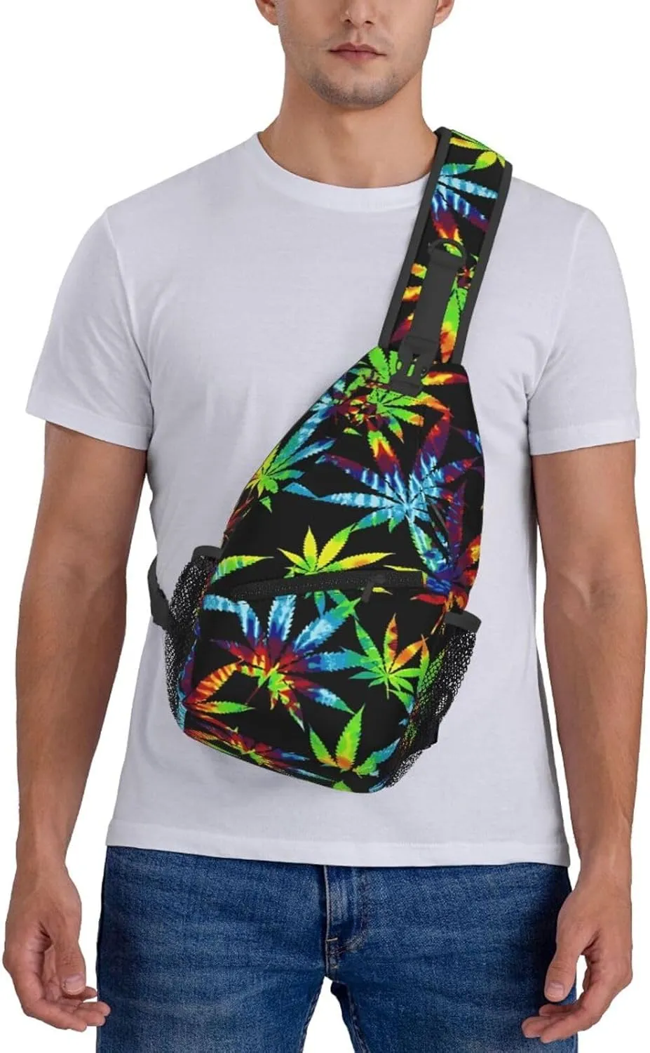Blue Tie Dye Crossbody Bags Men Cross Chest Bag Women Adjustable Sling Backpack Shoulder Bag