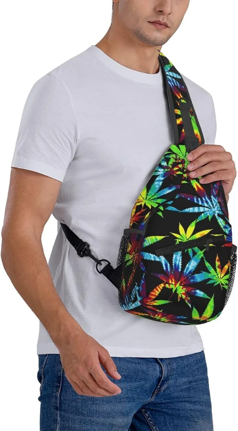 Blue Tie Dye Crossbody Bags Men Cross Chest Bag Women Adjustable Sling Backpack Shoulder Bag