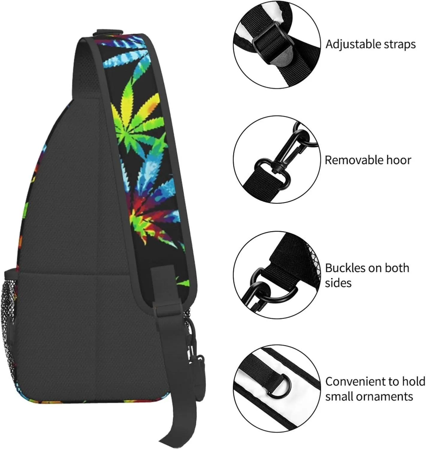 Blue Tie Dye Crossbody Bags Men Cross Chest Bag Women Adjustable Sling Backpack Shoulder Bag