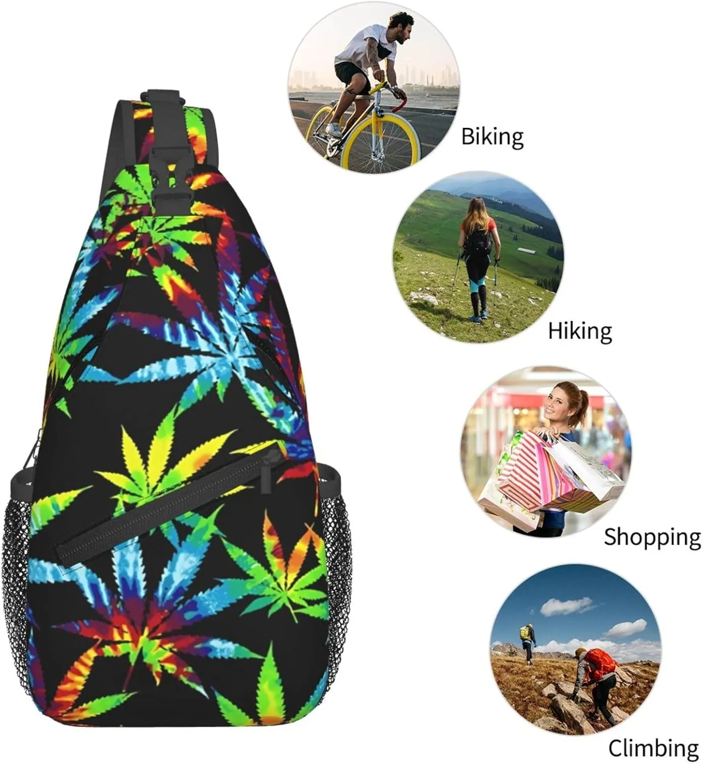Blue Tie Dye Crossbody Bags Men Cross Chest Bag Women Adjustable Sling Backpack Shoulder Bag
