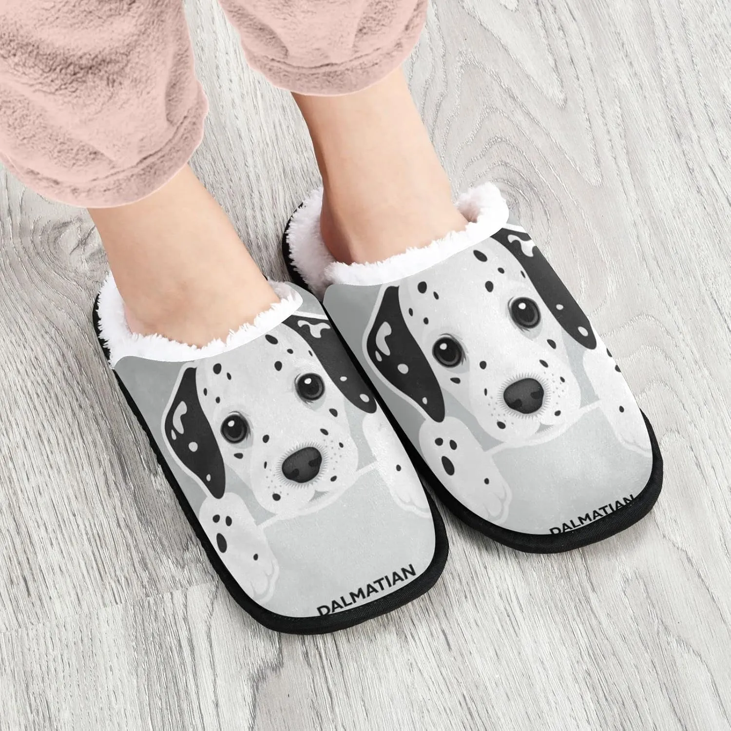Boccsty Dalmatian Puppy Dog Spa Slippers House Slippers Memory Foam Slippers Indoor Outdoor Non-Slip Home Shoes M for Men Woman