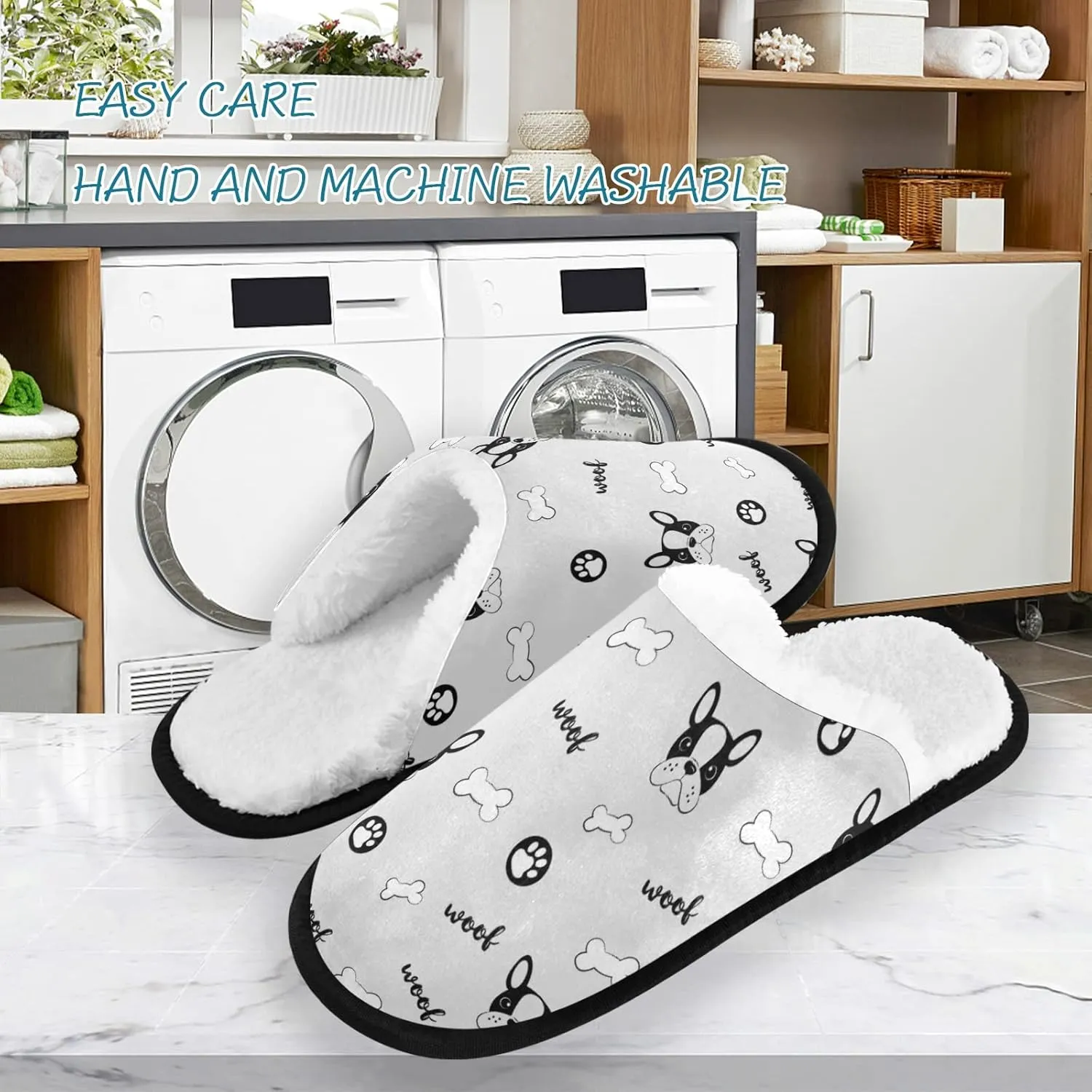 Boccsty Snowflakes Soft House Slippers Shoes Red Black Buffalo Plaid Spa Slippers House Shoes Memory Foam Slippers Non-Slip Home Shoes for Men Woman