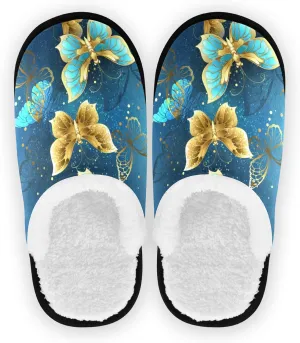 Boccsty Snowflakes Soft House Slippers Shoes Red Black Buffalo Plaid Spa Slippers House Shoes Memory Foam Slippers Non-Slip Home Shoes for Men Woman