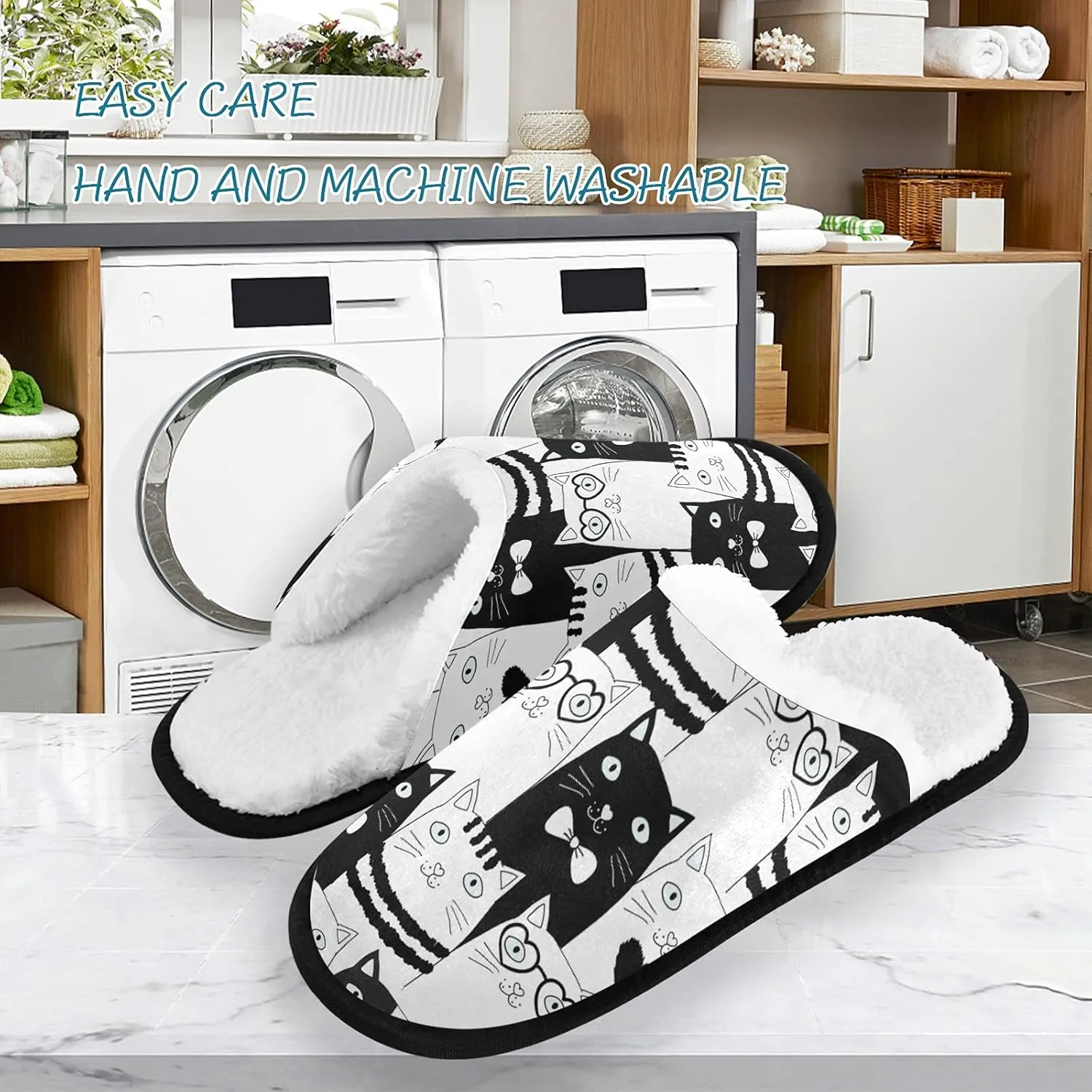 Boccsty Snowflakes Soft House Slippers Shoes Red Black Buffalo Plaid Spa Slippers House Shoes Memory Foam Slippers Non-Slip Home Shoes for Men Woman