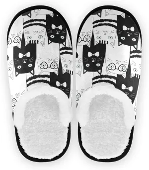 Boccsty Snowflakes Soft House Slippers Shoes Red Black Buffalo Plaid Spa Slippers House Shoes Memory Foam Slippers Non-Slip Home Shoes for Men Woman