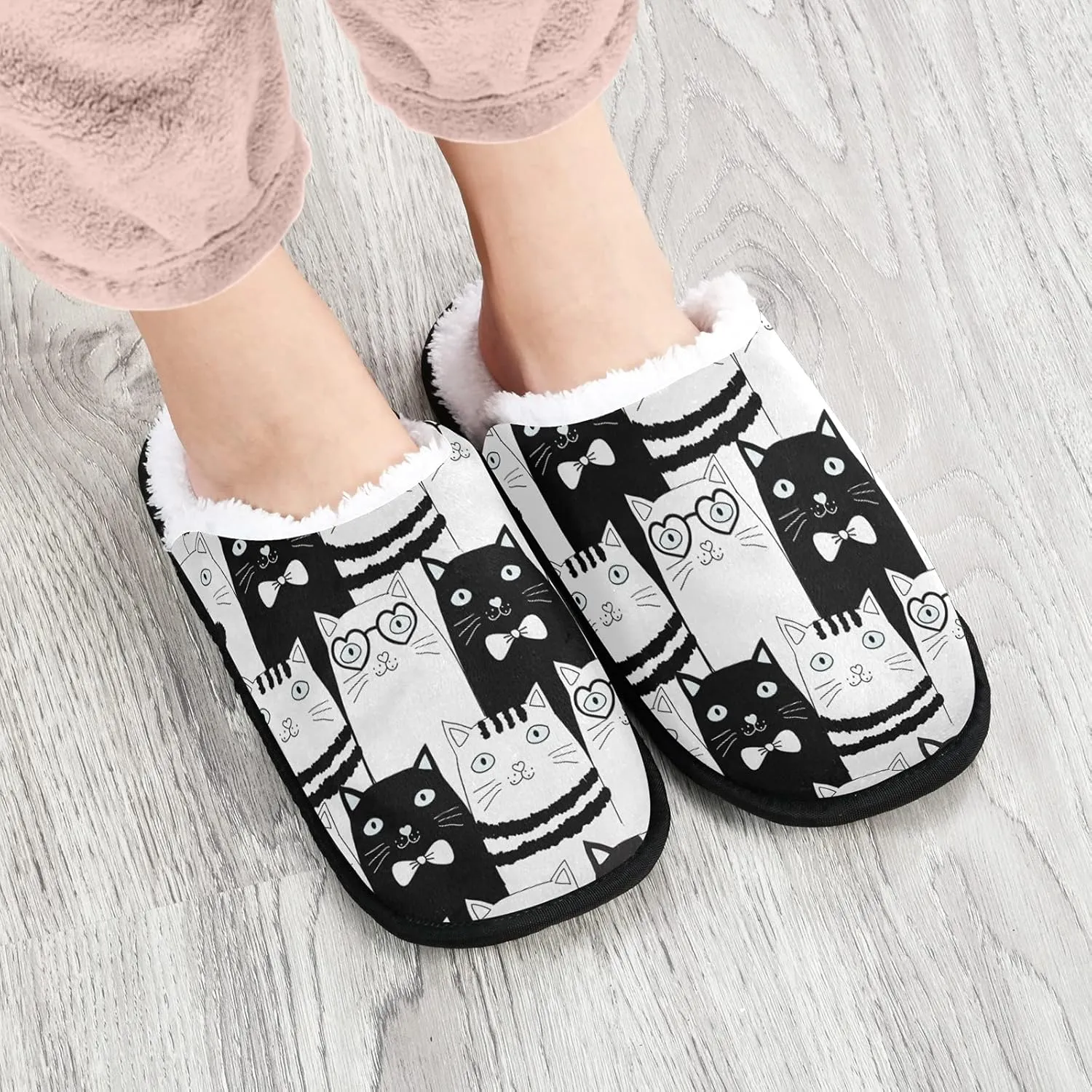 Boccsty Snowflakes Soft House Slippers Shoes Red Black Buffalo Plaid Spa Slippers House Shoes Memory Foam Slippers Non-Slip Home Shoes for Men Woman