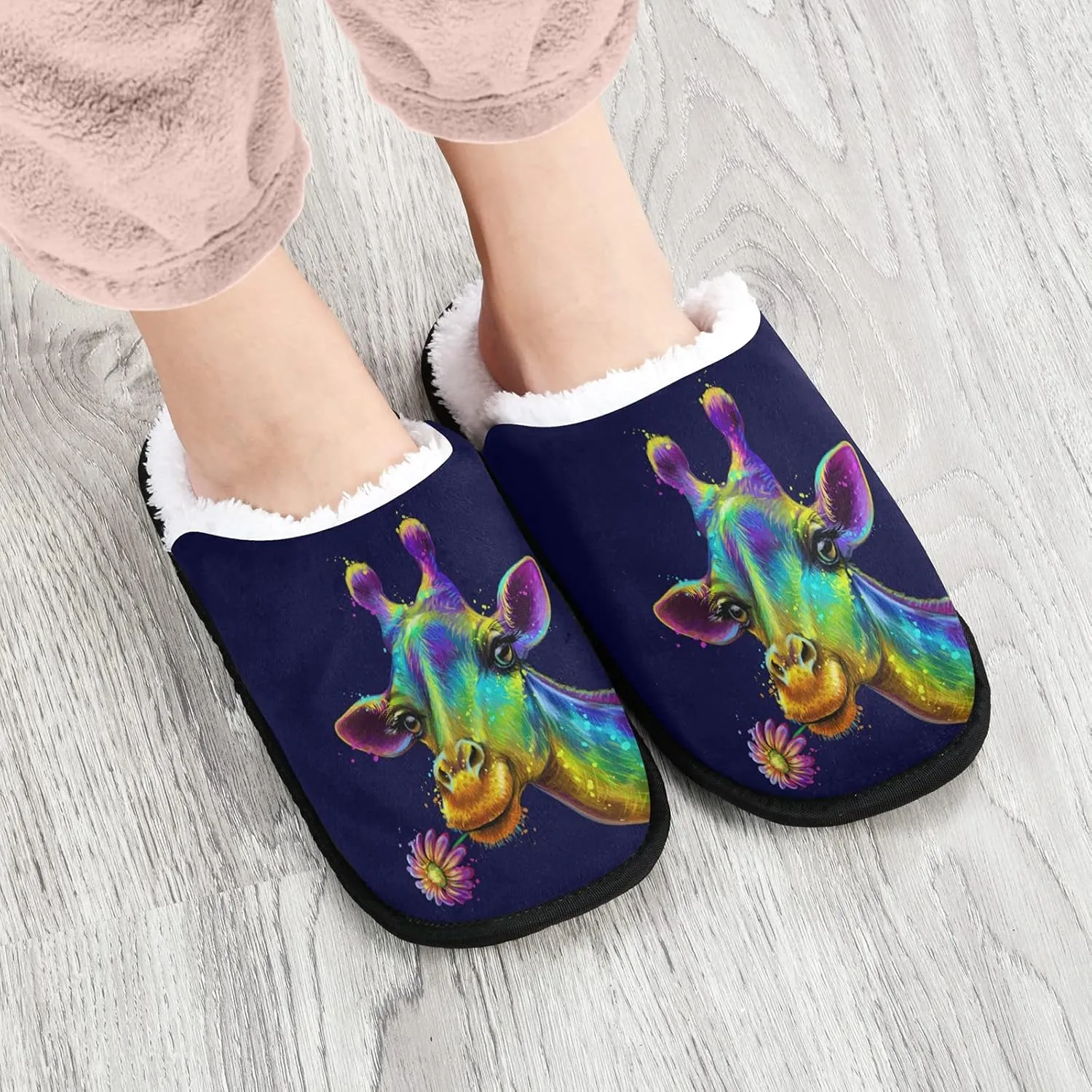 Boccsty Snowflakes Soft House Slippers Shoes Red Black Buffalo Plaid Spa Slippers House Shoes Memory Foam Slippers Non-Slip Home Shoes for Men Woman