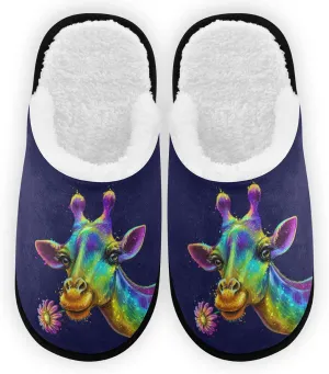 Boccsty Snowflakes Soft House Slippers Shoes Red Black Buffalo Plaid Spa Slippers House Shoes Memory Foam Slippers Non-Slip Home Shoes for Men Woman
