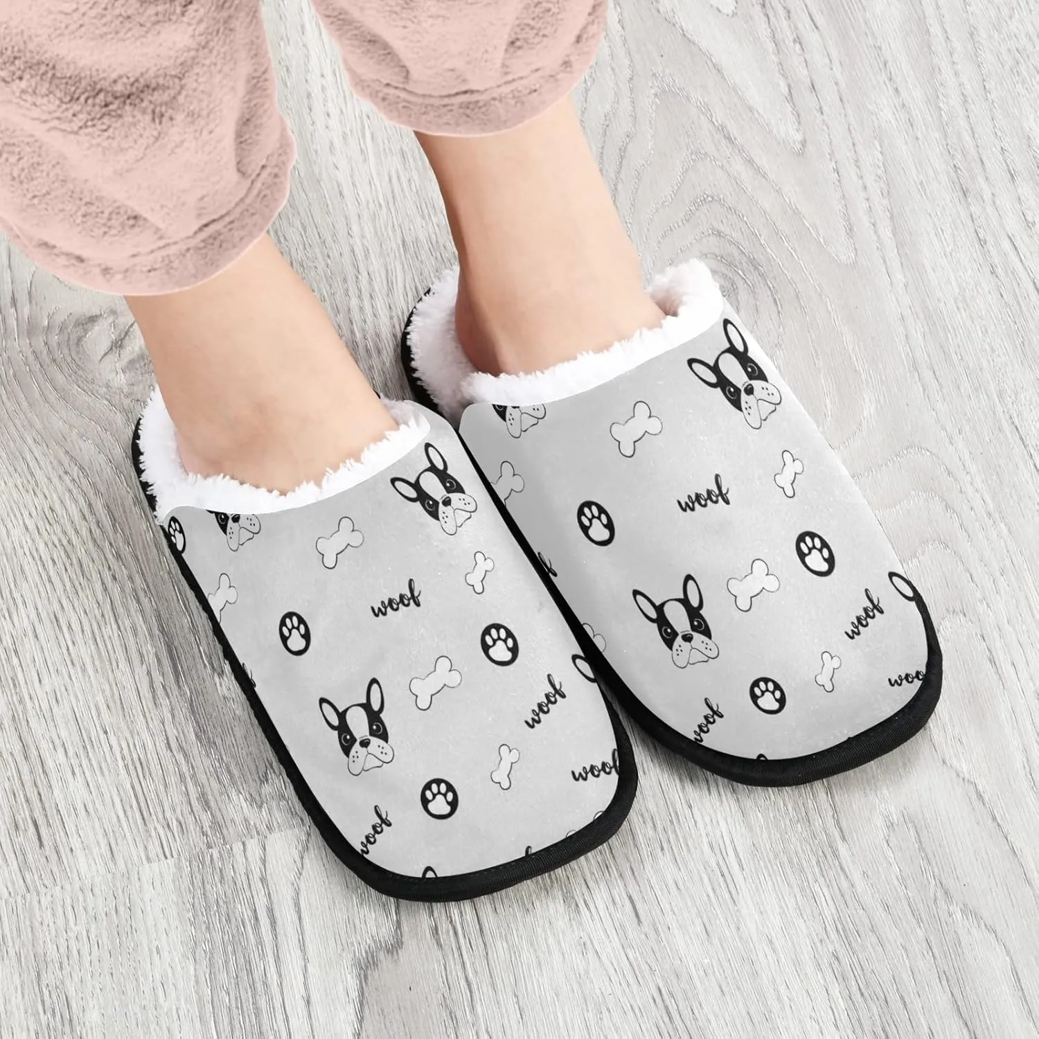 Boccsty Snowflakes Soft House Slippers Shoes Red Black Buffalo Plaid Spa Slippers House Shoes Memory Foam Slippers Non-Slip Home Shoes for Men Woman