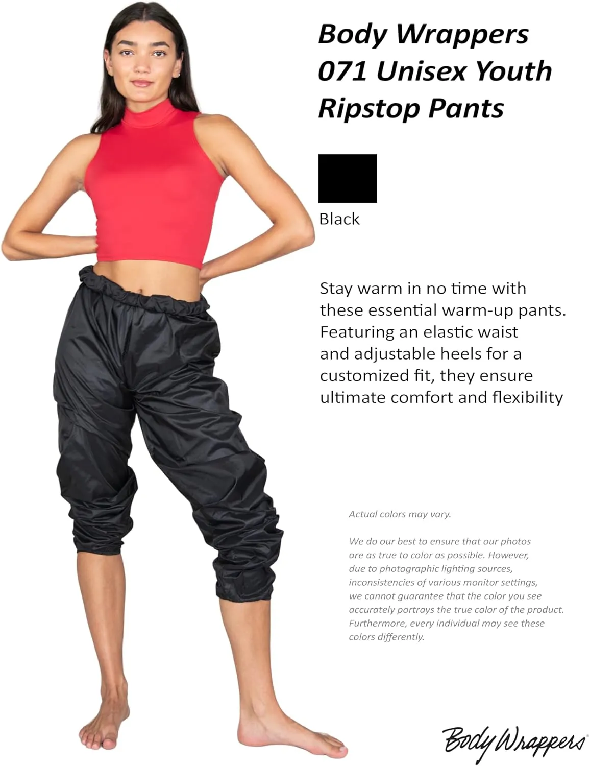 Body Wrappers - Unisex Ripstop Warm Up Pants for Boys & Girls - Style 071