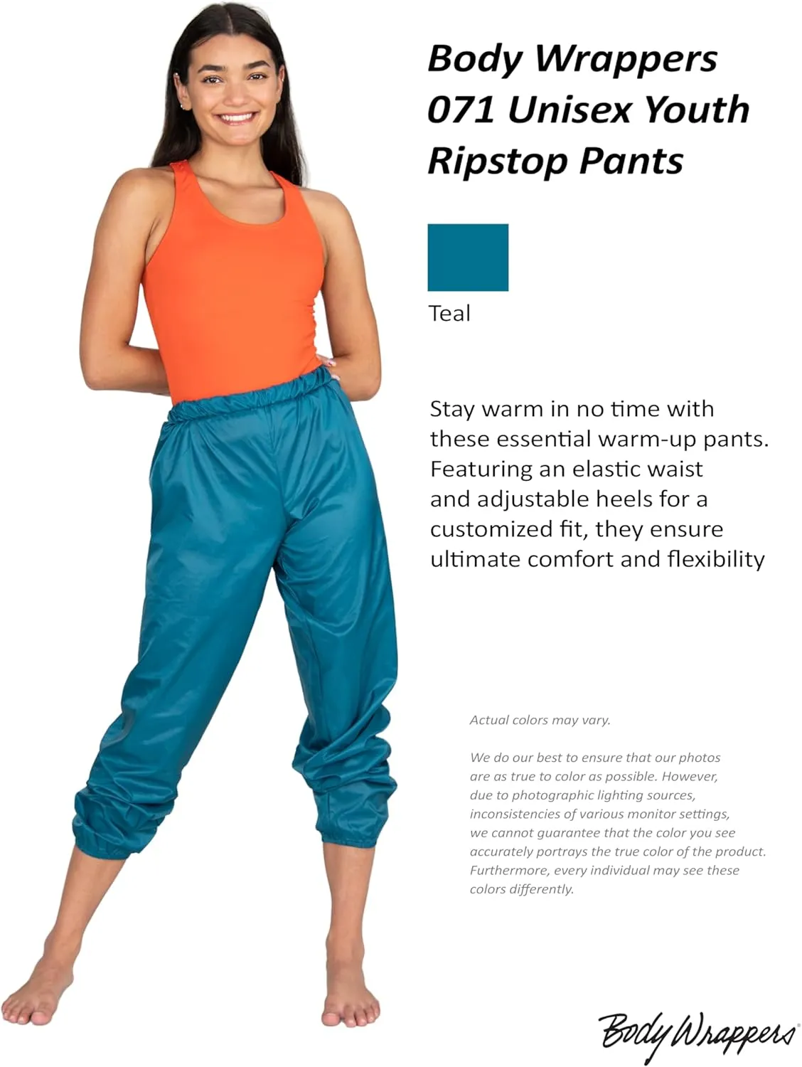 Body Wrappers - Unisex Ripstop Warm Up Pants for Boys & Girls - Style 071