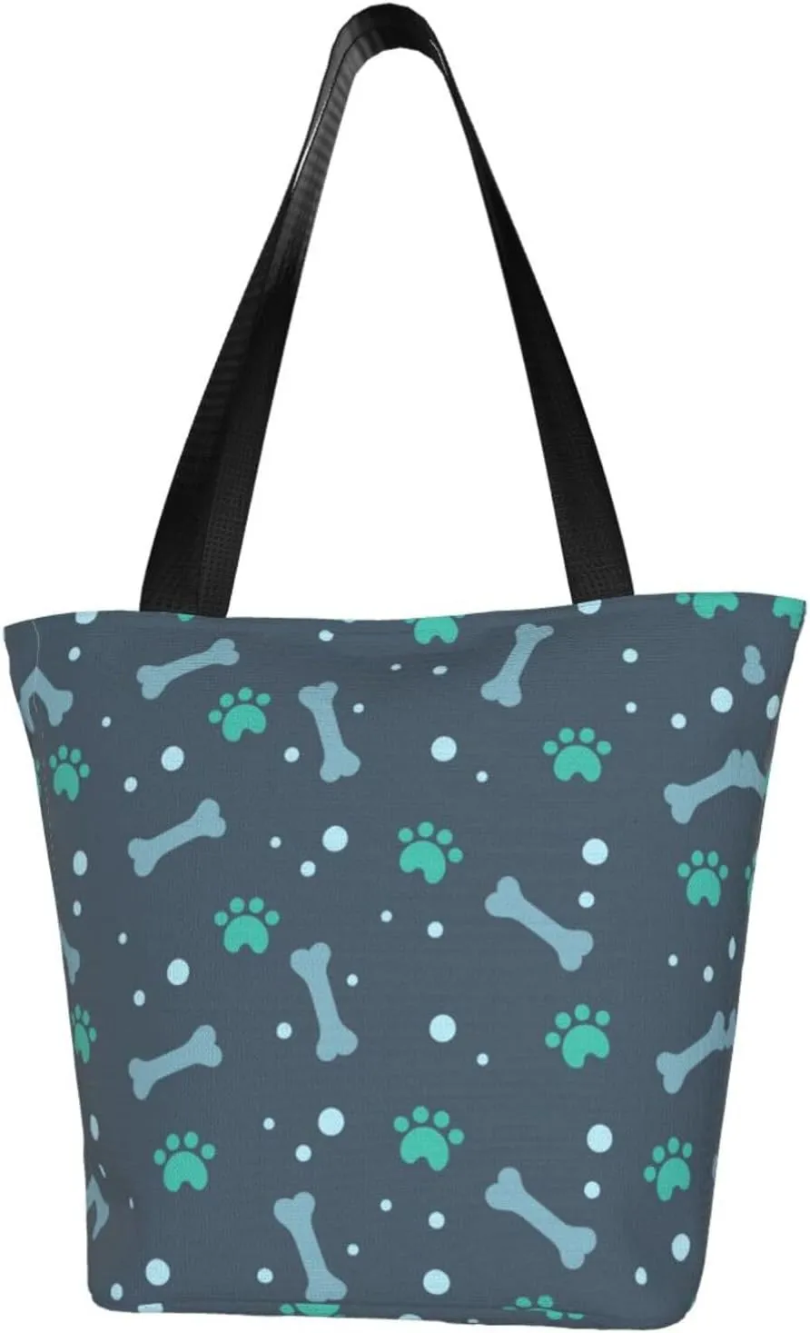 Bones and dog claws Print Multifunctional Tote Daypacks for Women Work Travel Shopping Handbags Shoulder Bag