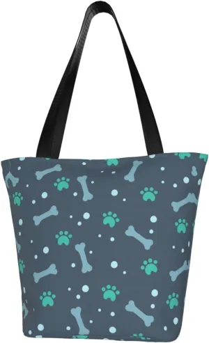 Bones and dog claws Print Multifunctional Tote Daypacks for Women Work Travel Shopping Handbags Shoulder Bag