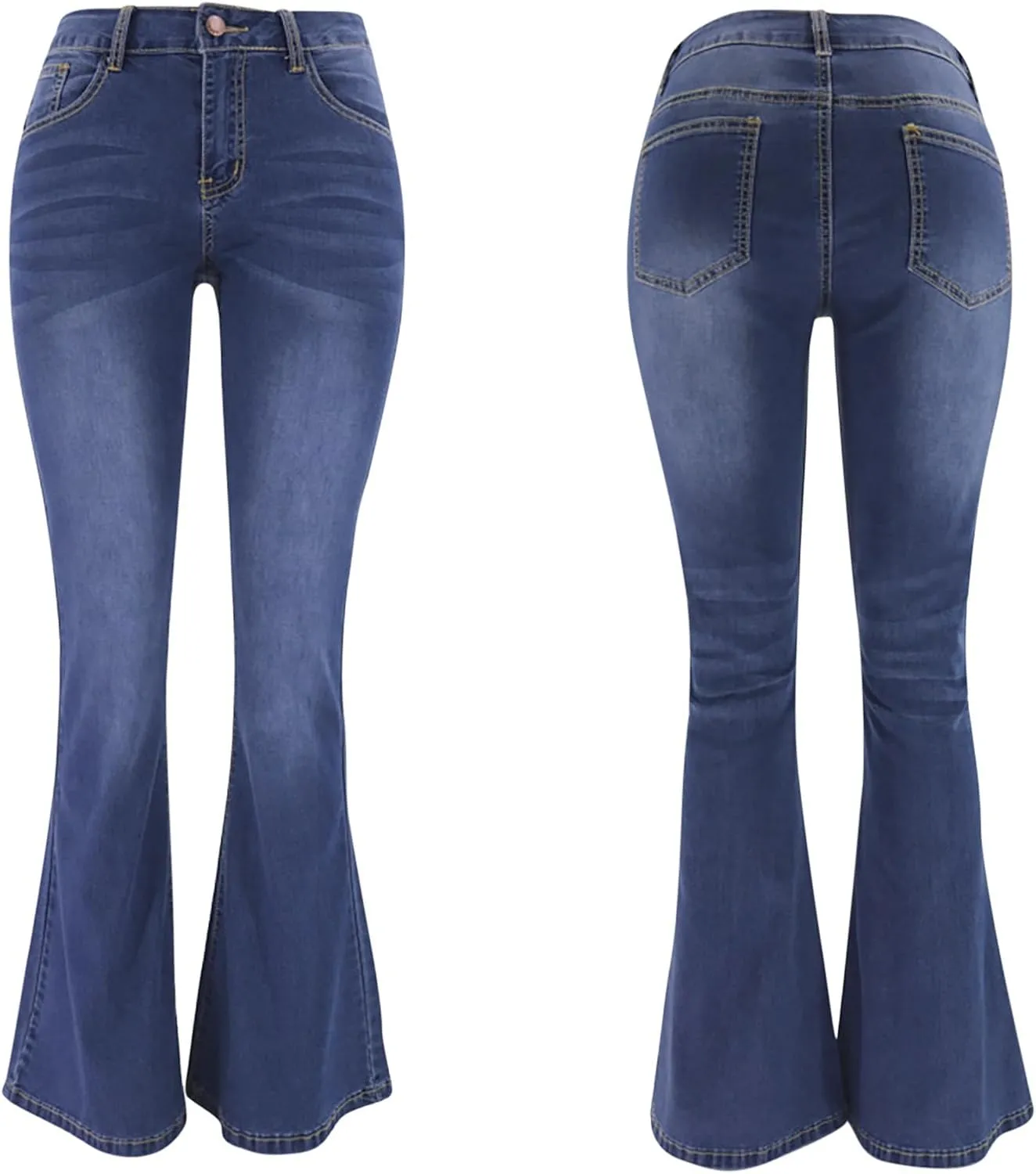 Bootcut Pants for Women Elastic Low Waist Denim Pants Trending Casual Stretch Slim Fit Flare Jeans with Pocket