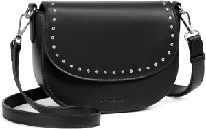 BOSTANTEN Small Crossbody Bags for Women Trendy Vegan Leather Saddle Purse Flap Shoulder Handbags with Adjustable Strap