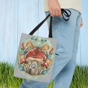 Botanical Cottage Core Tote Bag Black Cotton Handles