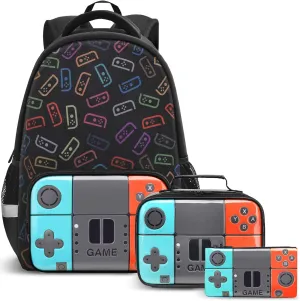 Boys Backpack For School Kids Backpack Set With Lunch Box Pencil Case,Game Schoolbag Children Teens Elementary Middle College Student Bookbag Travel Rucksack Laptop Daypacks