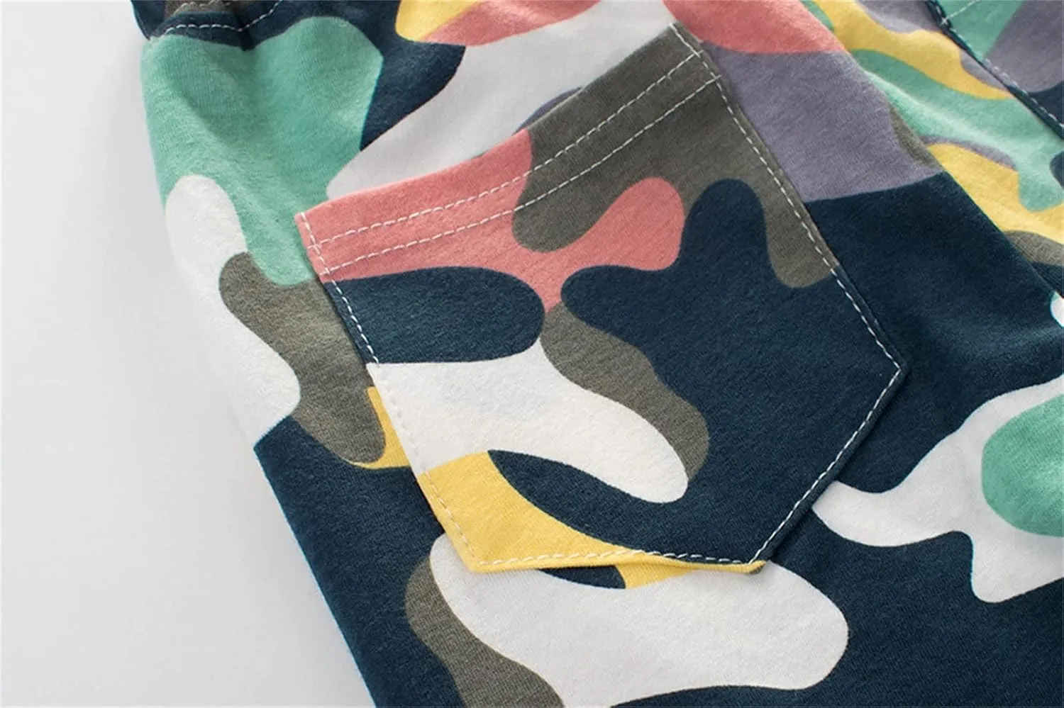 Boys Shorts Comfy Breathable Camouflage Cotton Shorts Adjustable Waistband Casual Knee Length Half Pants Sportswear