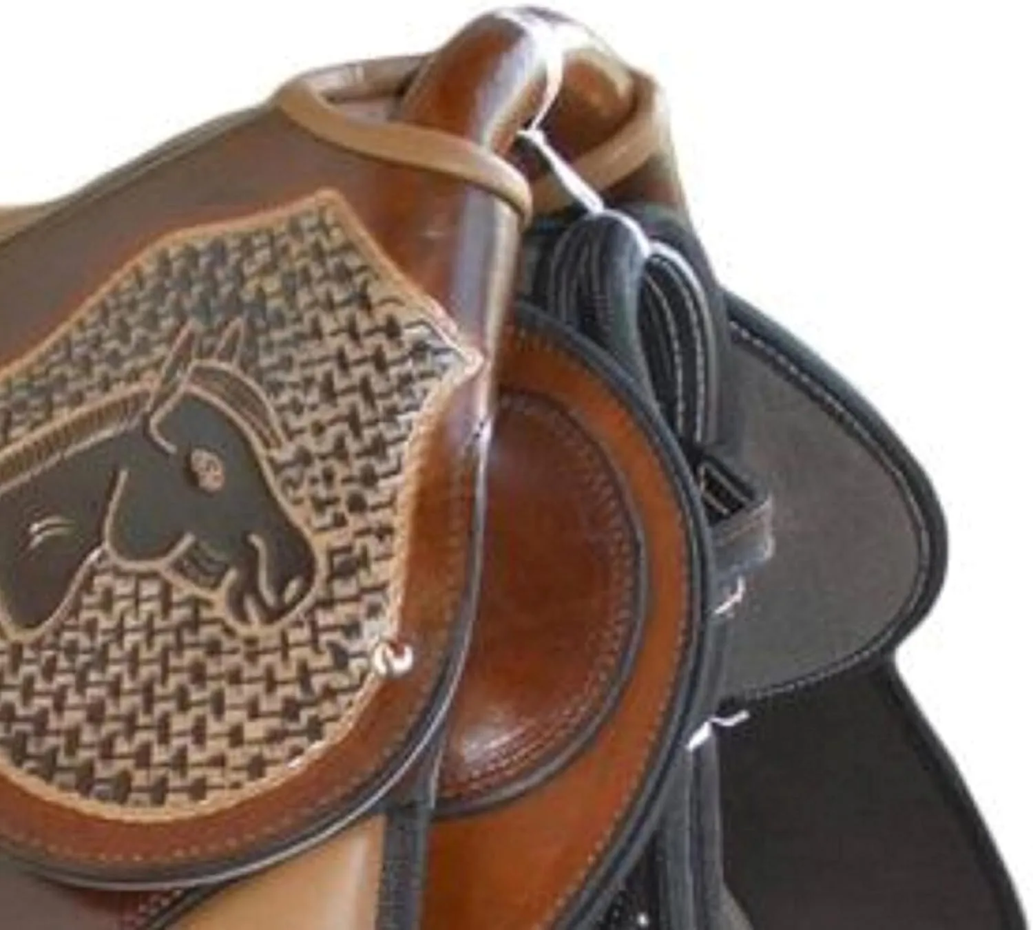 Brazilian Genuine Real Leather Hand Made Saddle Cow Indium Softie Hand Tooled English Horse Easy Comfortable Quilted Seat Saddle 17 Inches