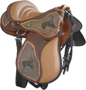 Brazilian Genuine Real Leather Hand Made Saddle Cow Indium Softie Hand Tooled English Horse Easy Comfortable Quilted Seat Saddle 17 Inches