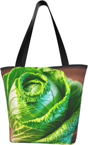 Bright Cabbage Print Multifunctional Tote Daypacks for Women Work Travel Shopping Handbags Shoulder Bag